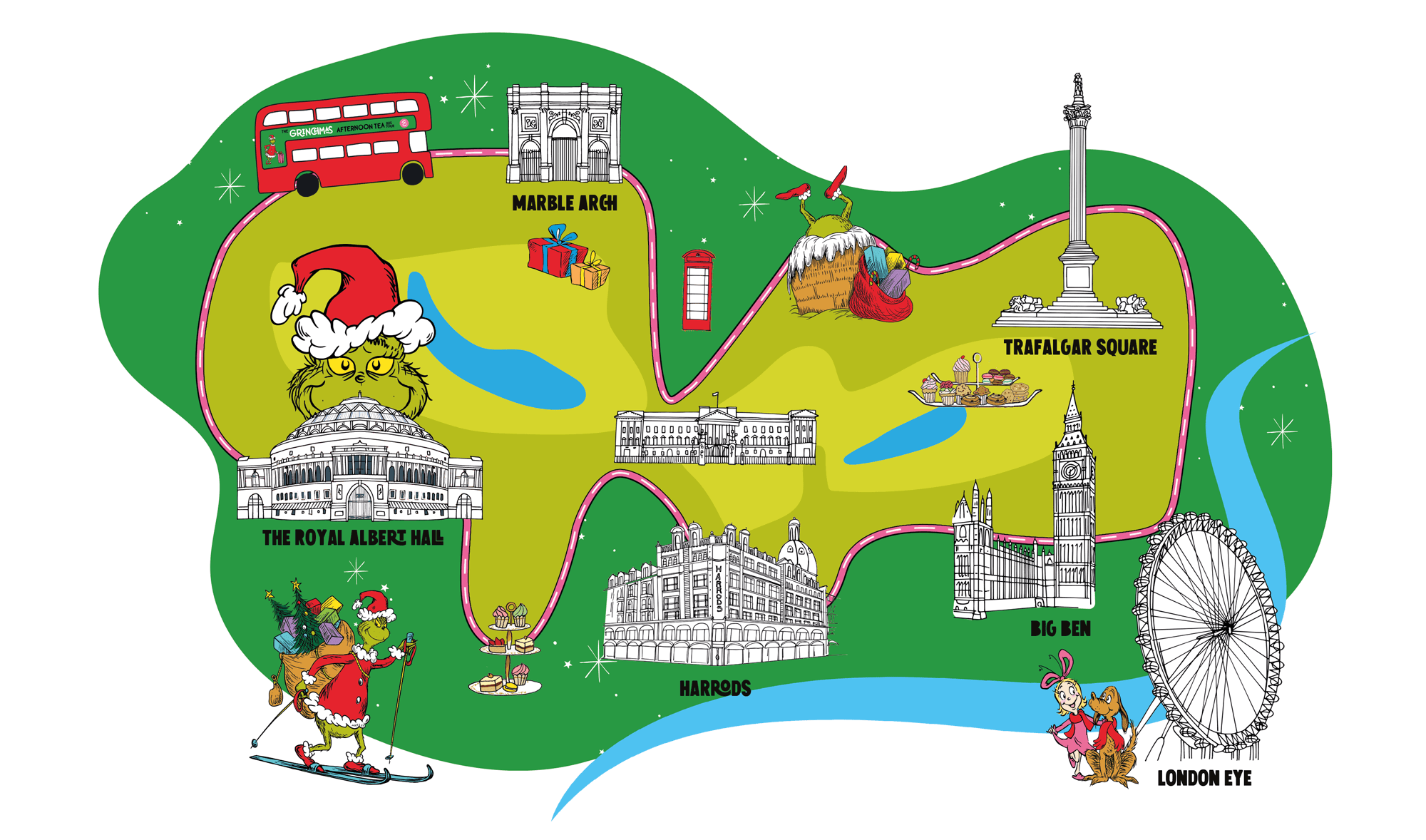 The Grinch Afternoon Tea Bus Tour Route Map