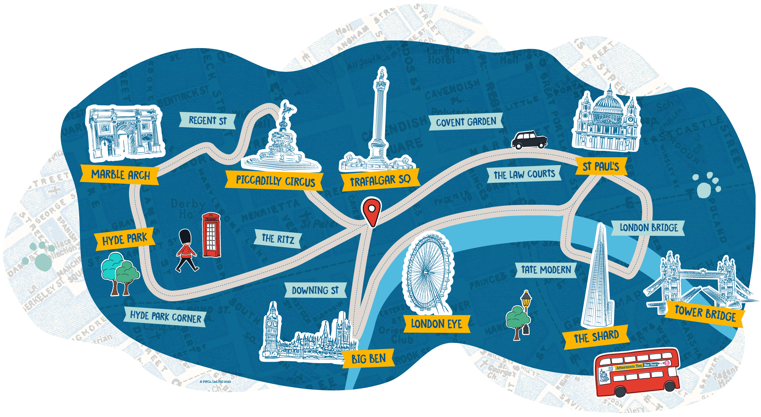 Paddington Afternoon Tea Bus Tour Route