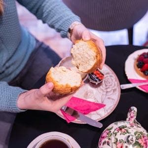 cornish cream tea jam or cream first: how to break a scone when enjoying cream tea