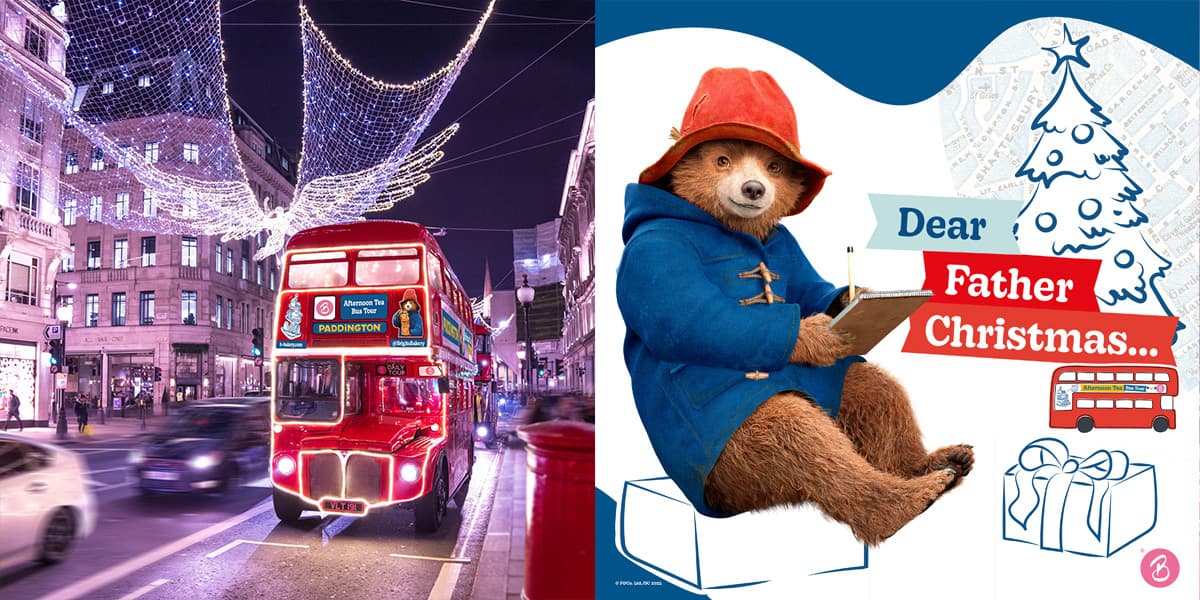 Christmas Lights Afternoon Tea Bus Tour in London: paddington bear